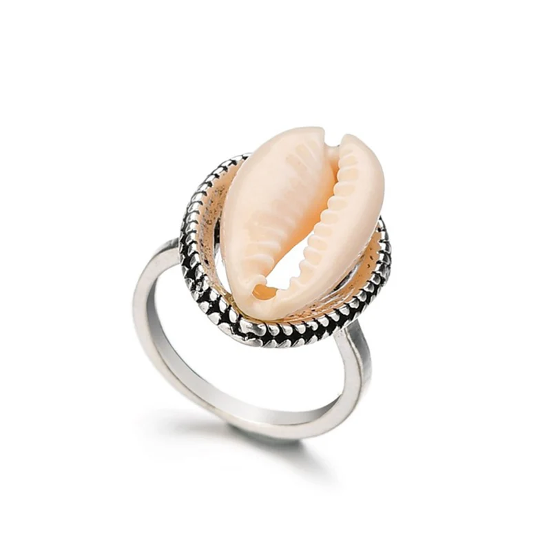 Распродажа античное серебро в виде ракушки кольцо для женщин летние пляжные украшения богемный 2019 поступление 1 шт. подарки аллергия