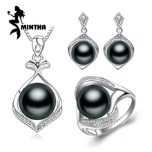 Ювелирные изделия из жемчуга MINTHA, ожерелье с кулоном из пресноводного жемчуга, этнические серьги, античное кольцо, наборы свадебных ювелирных изделий, серьги-гвоздики для женщин