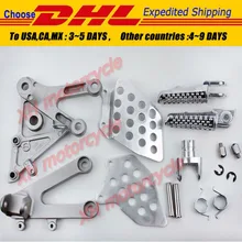 Free shipping motorcycle parts Silver Front Rider Foot Pegs Bracket fit For Honda CBR600RR 2003 2004 2005 2006