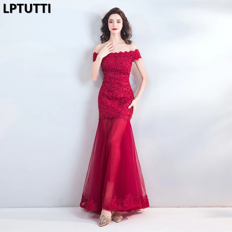 

LPTUTTI Lace Crystal New For Women Elegant Date Ceremony Party Prom Gown Formal Gala Events Luxury Long Evening Dresses