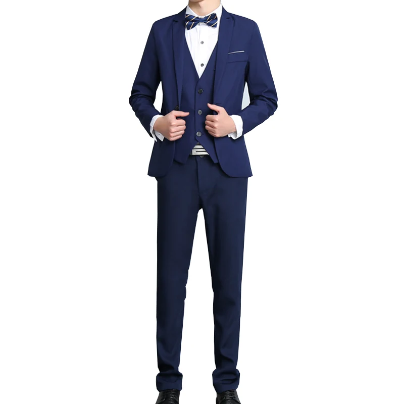 Costumes Homme Gilet Pantalon Blazer Pour Yw197 Pièces Blazers Boucle Manteau Unique Hommes marine Affaires Avec Bleu 3 bourgogne Ensembles Noir pnqrp1R