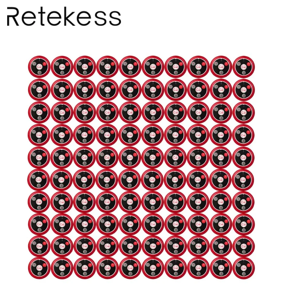 

100pcs RETEKESS Waiter Calling Transmitter Button Four Key Wireless Cafe Spar Club Restaurant Service Call Pager 433MHz F3285C
