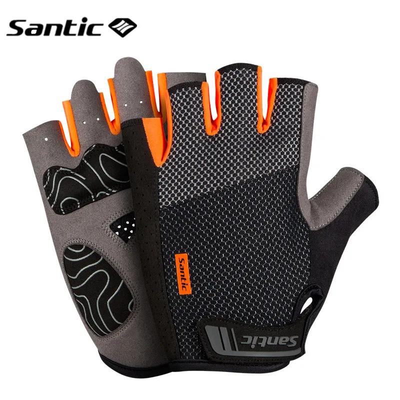 Santic перчатки для велоспорта, перчатки для горного велосипеда, мужские перчатки, весна, лето, осень, спортивные перчатки Guantes Ciclismo - Цвет: Orange