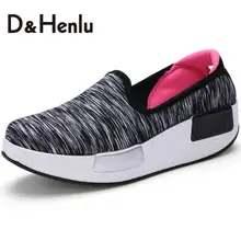 {D&H}New Height Increasing Women Casual Shoes Fashion Canvas Shoes 2016 Wedges High Heels Thick Soled Women’s Vulcanize Shoes