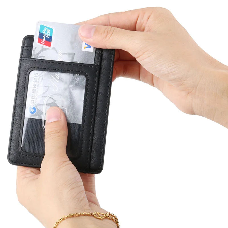 KUDIAN BEAR Rfid Minimalist Men Wallet Small Leather Credit Card Holder Clip Black Male Mini Slim Case Coin Purse BID251 PM49