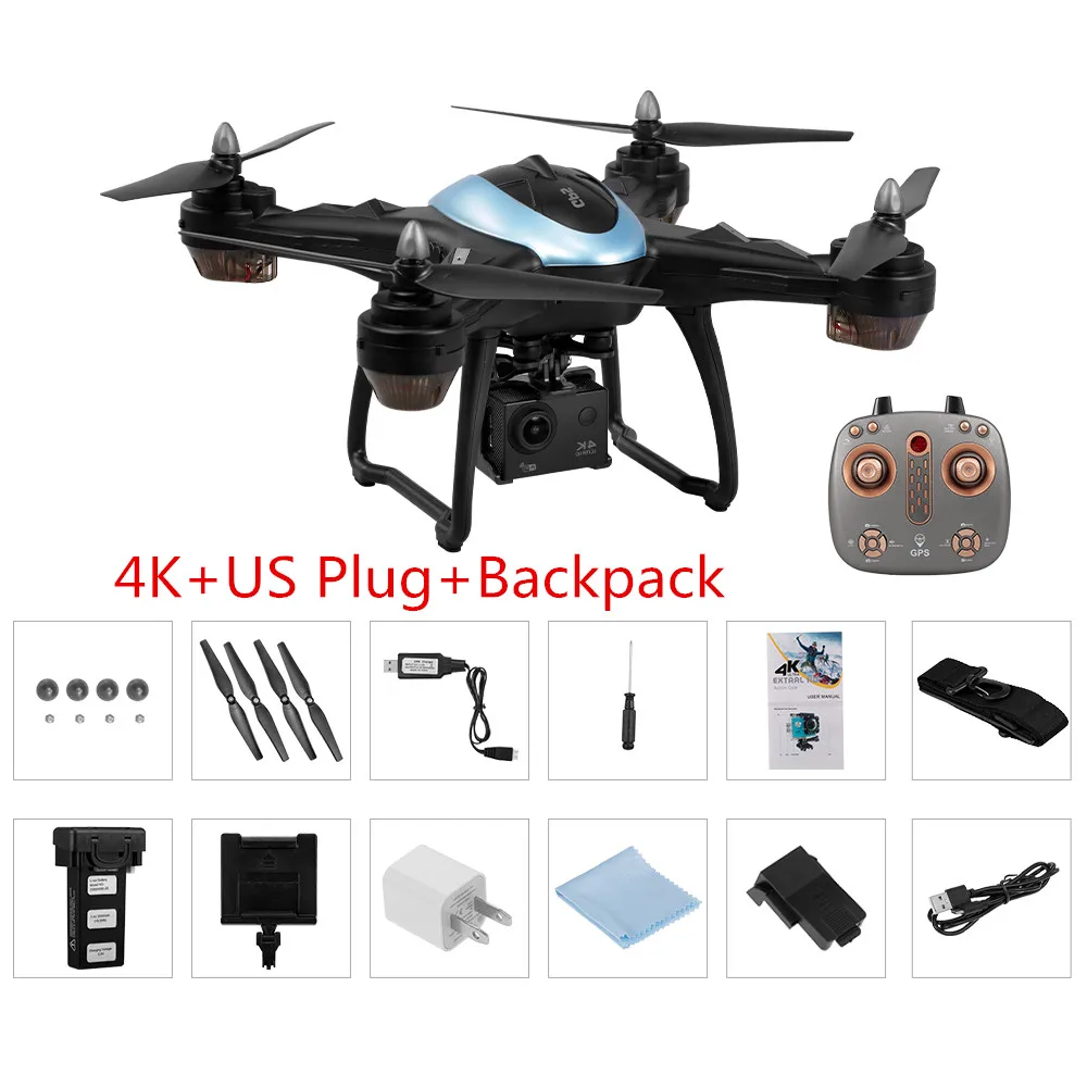 LH-X38G Drone Двойной GPS Wi Fi FPV системы Drone с 4 к/1080 P HD камера Дистанционное управление вертолет RC Quadcopter+ рюкзак Professional Dr - Цвет: Blue 4K