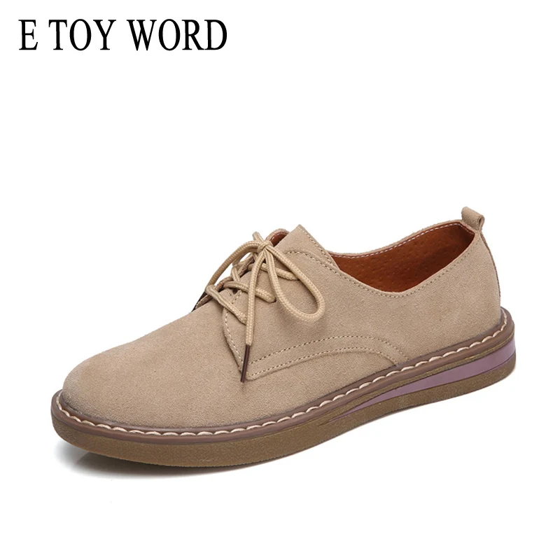 

E TOY WORD Luxury Designer Oxford women Shoes 2019 Autumn Genuine Leather shoes woman lace up oxfords flat shoes woman