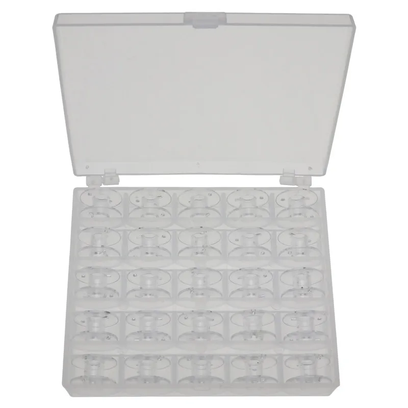 Пустая коробка с 25 бобины для шитья машины пластиковые катушки для дома ручной работы аксессуары Швейные Инструменты - Цвет: 25PCS  Transparent