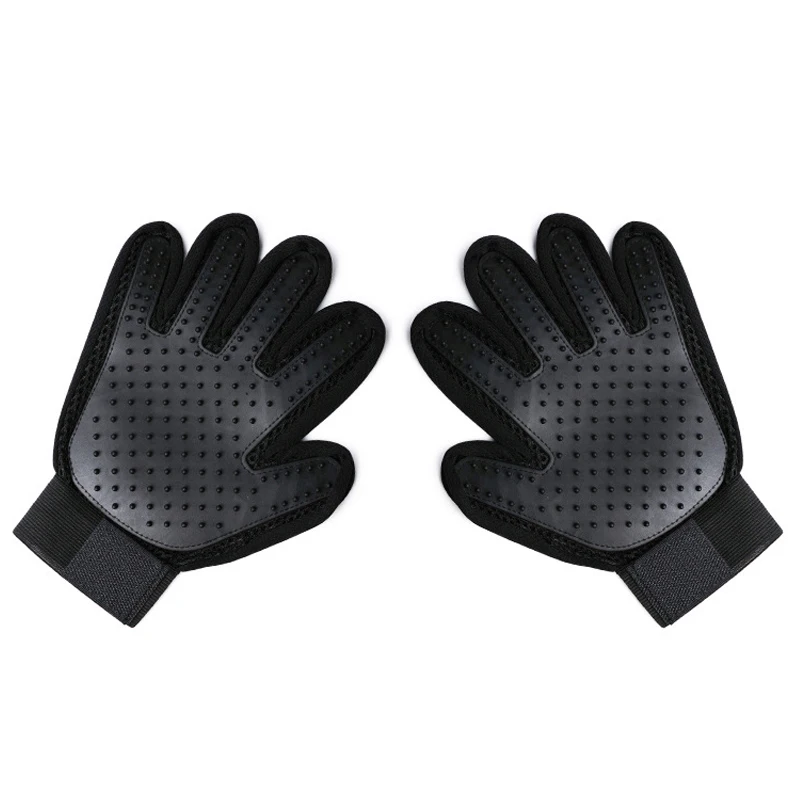 black one pair Силиконовая перчатка для кошек вычесывания шерсти домашних животных, расческа для кошек, расческа, уход за шерстью во время линьки, товары для кошек и собак, расческа для вычесывания шерсти животных - Цвет: black one pair