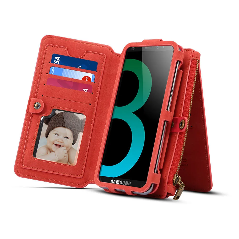 

Women Men Fashion Phone Bag For Samsung Note 9 Detachable Case with Ring Hook Card Slots Red Black Full Cover Funda High Quality
