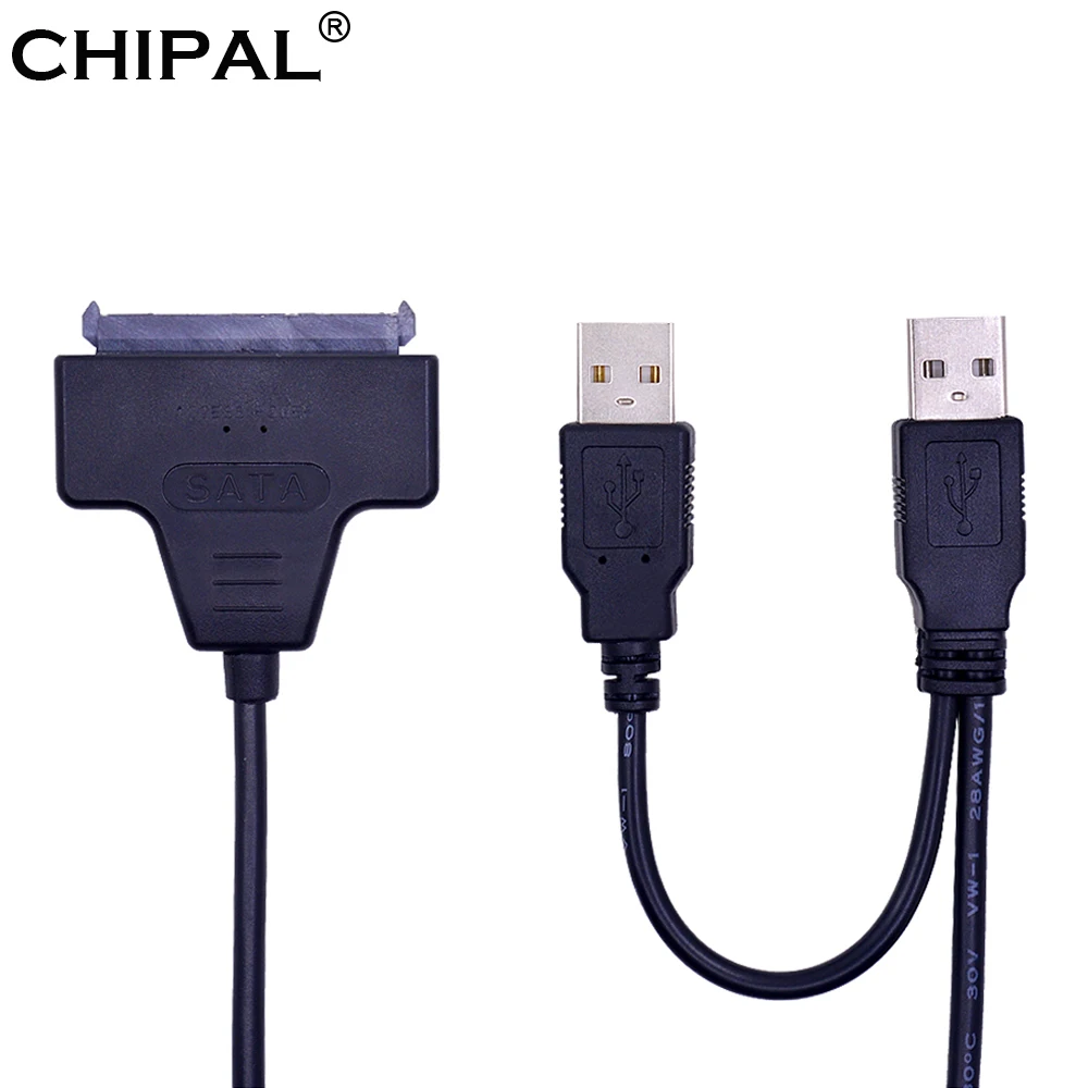 Переходник CHIPAL с USB 2 0 на SATA 3 7 + 15 22Pin для жесткого диска 5 дюйма HDD SSD источником