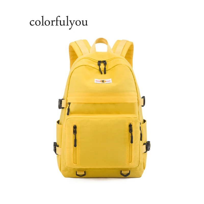 Корейский стиль, рюкзак для путешествий, Женская вместительная сумка для колледжа, студента, школы, высокое качество, водонепроницаемая сумка на плечо, желтый, черный