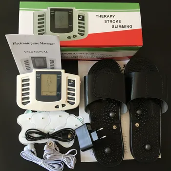 

New Electroestimulador Muscular Body Relax Muscle Massager Pulse Tens Acupuncture Therapy Slipper+4 Electrode Pads+Retailbox