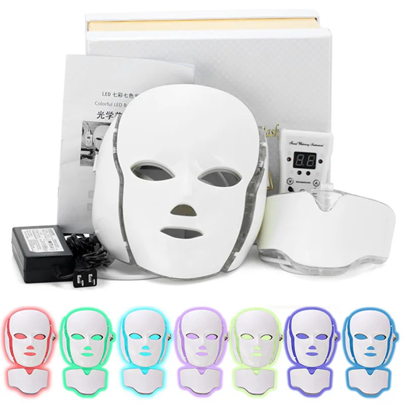 

LED Facial Mask Therapy 7 Colors Led Facial Mask Led Korean Photon Light Acne Mask Neck Beauty Led Mask Wrinkle Acne Removal