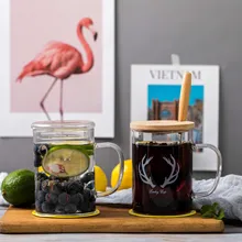 500 мл стеклянная чаша бытовой добрый утренний сатр дерево Лось Фламинго чашка для завтрака Молочный Сок, кофе кружка деловые офисные чашки
