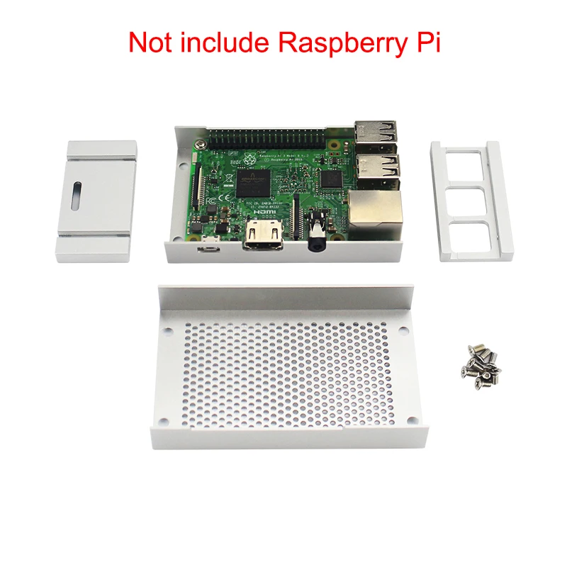 Raspberry Pi 3 Model B+ плюс металлический чехол, корпус из алюминиевого сплава, серебряный цвет, совместим с Raspberry Pi 3