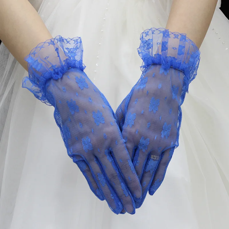 NICEOOXIAO Мода Тюль Кружева перчатки палец Короткие Элегантные Свадебные перчатки платье Аксессуары Multi-Цвет наручные Длина BNLF611-46