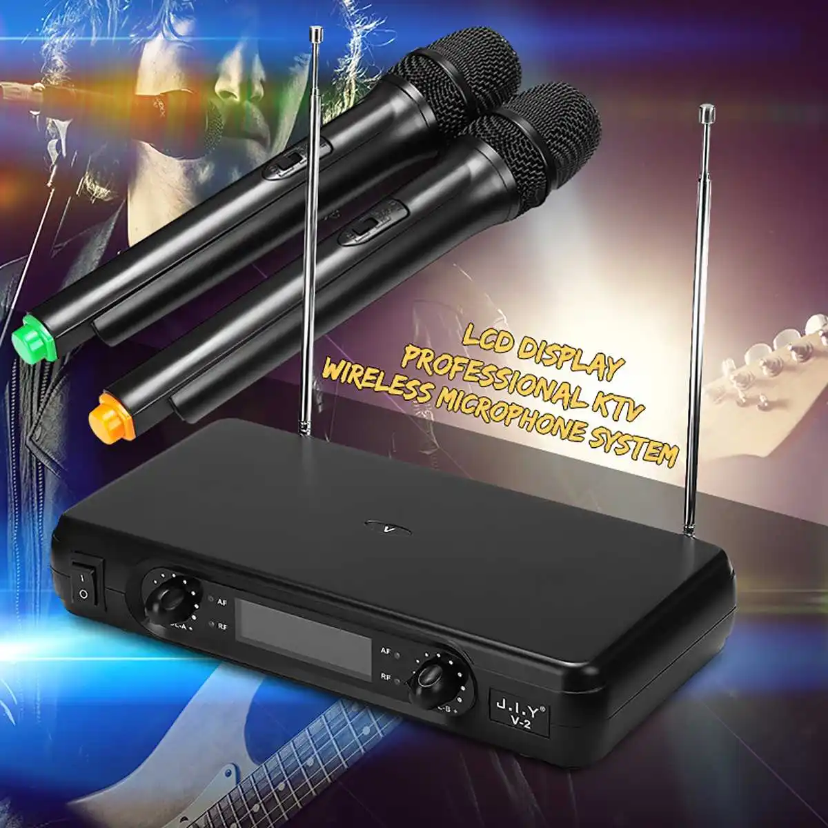 

KINCO Professional 2 Cordless Mic Wireless Microphone System LCD Display Receiver High-fidelity Voice Compression 50Hz-18KHz