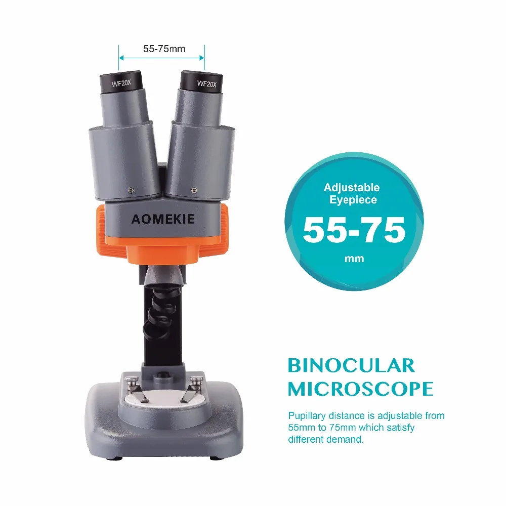 Microscópio estéreo binocular de 40x, led, amplo