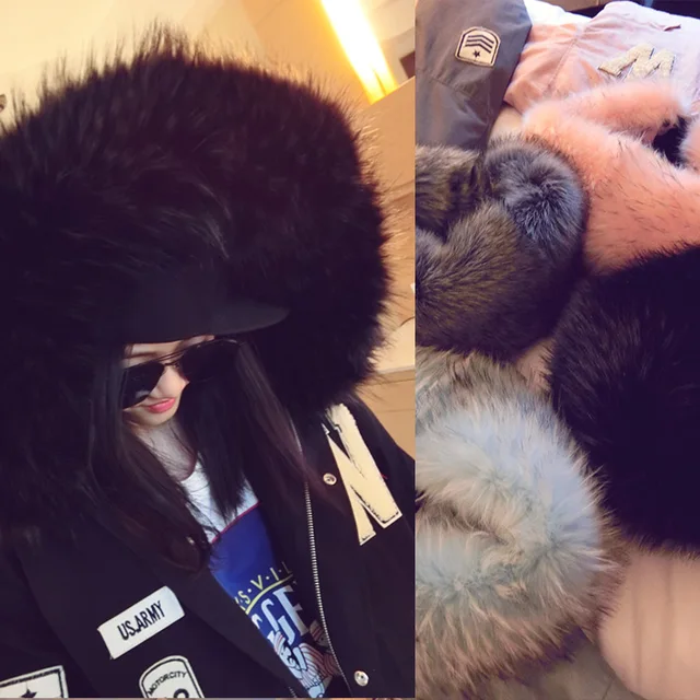 Cheap 2016 new winter two pieces of BF cotton wool collar women loose couple  long thickening coat middle long  parkas