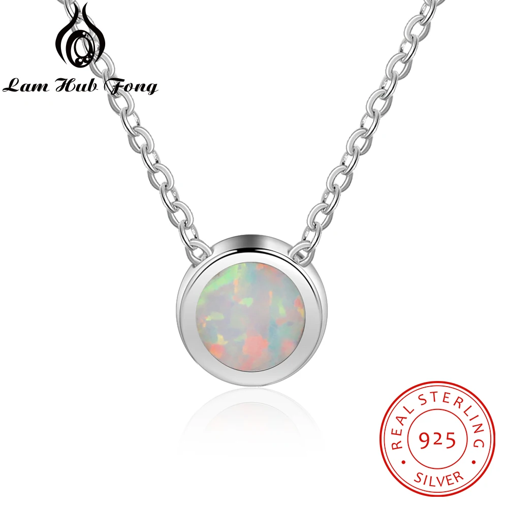 Classic Round White Opal 925 Sterling Silver Necklaces & Pendants For