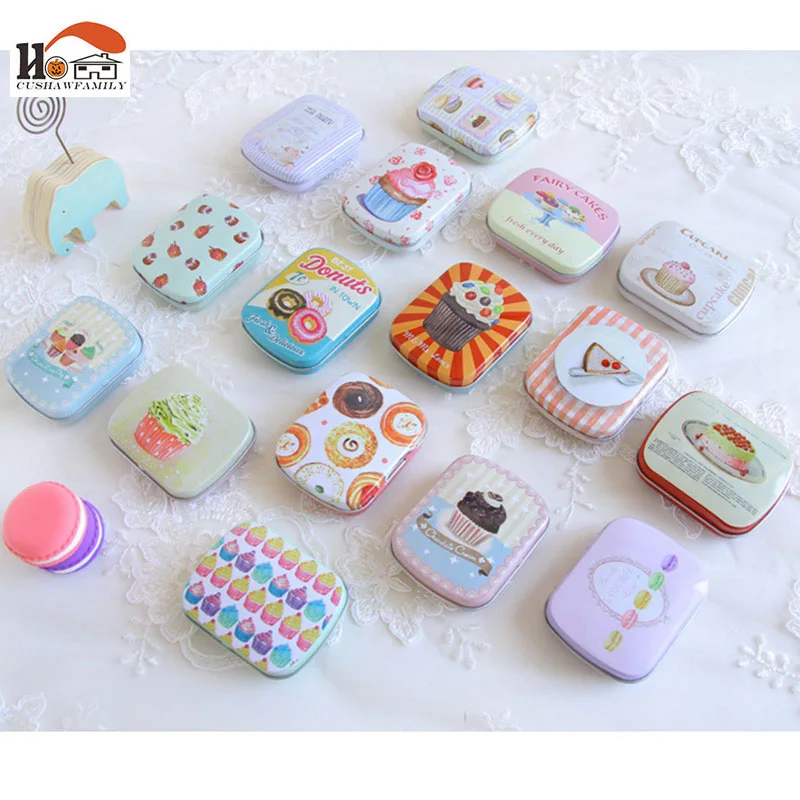 CUSHAWFAMILY Portable square MiNi iron box xylitol storage box wedding seal Jewelry Pill Cases tin box cable organizer container