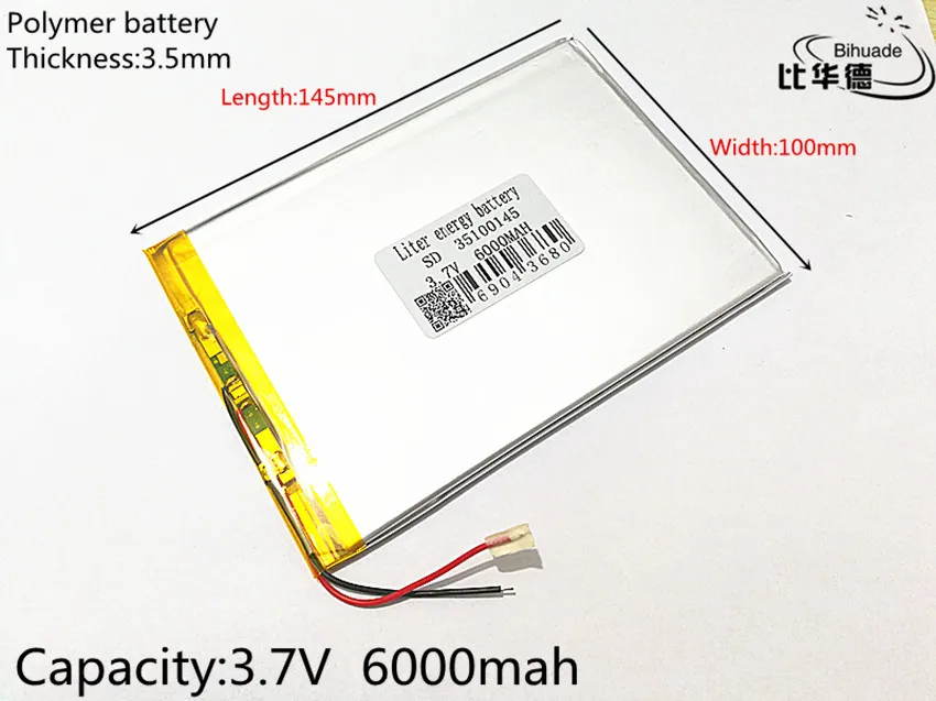 1 шт./лот 35100145 Аккумулятор для планшета емкостью 3,7 в 6000 мАч Универсальный литий-ионный аккумулятор для планшетных ПК 8 дюймов 9 дюймов