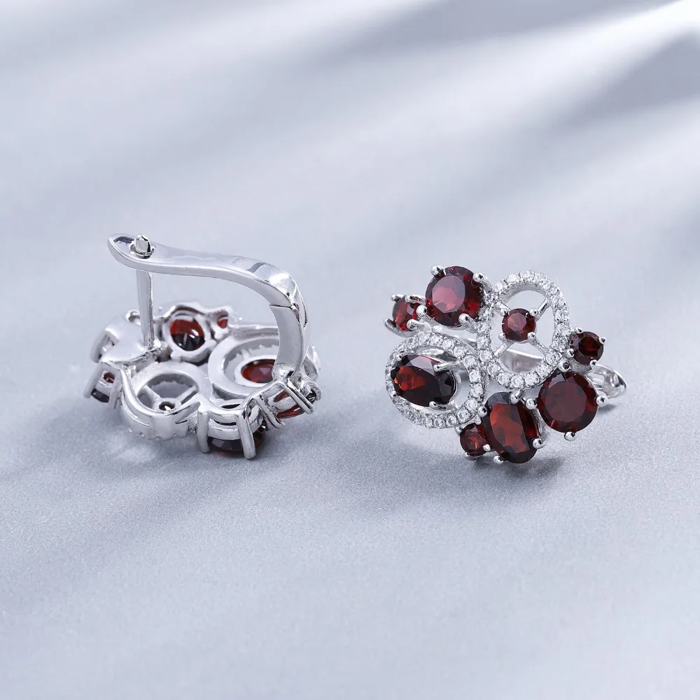 GEM'S балетные 925 пробы серебряные цветочные серьги 6.23Ct натуральный гранатовый камень серьги-гвоздики хорошее ювелирное изделие для женщин