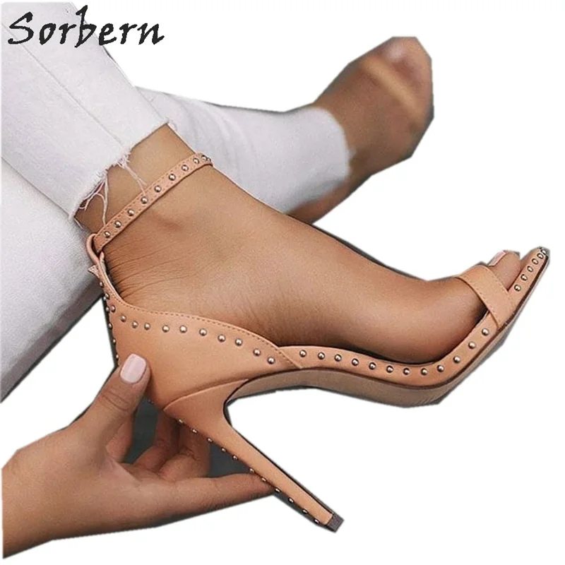 nude shoes with studs