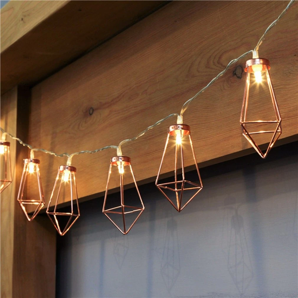 

ICOCO 1.5M 10 LED String Light Romantic Rose Gold Metal Diamond Water Drip Patio Lantern for Party Holiday Christmas Decor