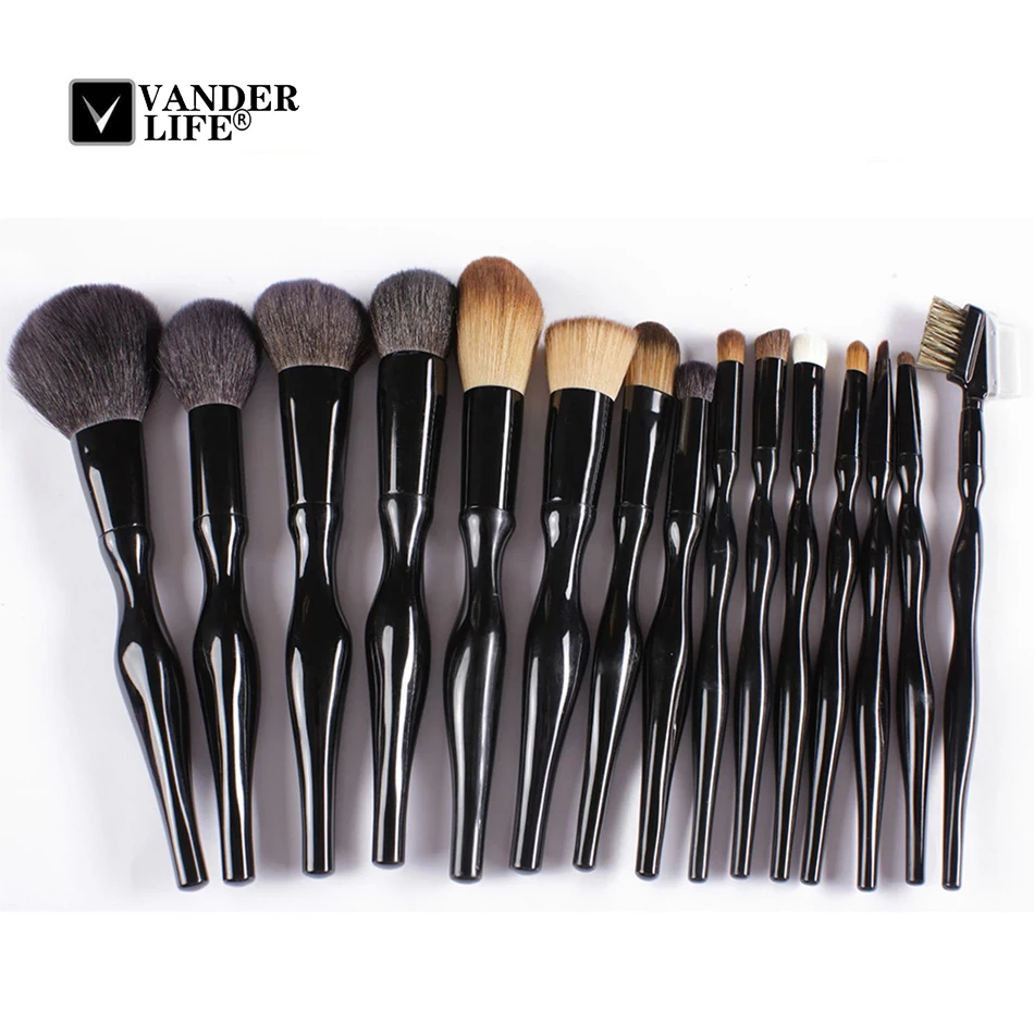 New 15pcs Professional Makeup Brushes Set Tools Make-up Toiletry Kit Make Up Brush Set Case Cosmetic Foundation Brush (15)
