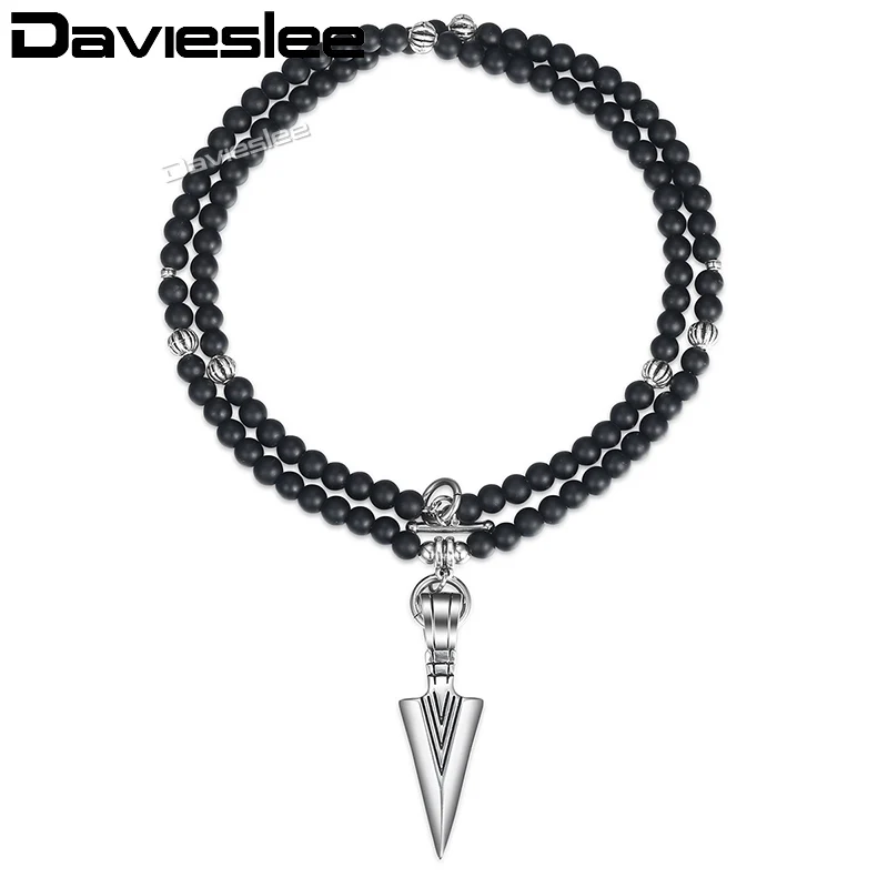 Ожерелье с подвеской в виде стрелы Davieslee черное стеклянное бусинами матовое