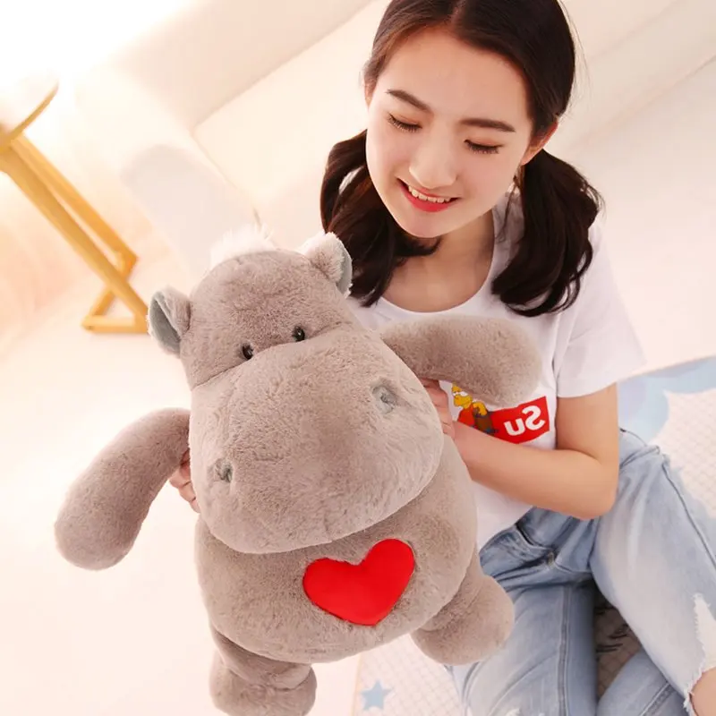 Kawaii мягкая Любовь Сердце Бегемот плюшевая кукла Большая мультяшная хиппи