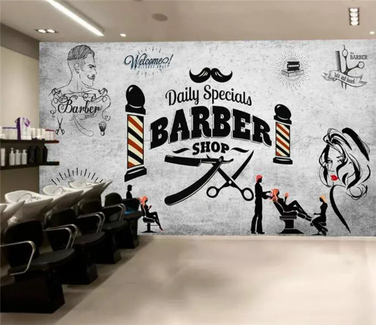 

Wallpaper 3d for Walls Wallpapers 3 d Living Room European Haircut Tool Salon Barbershop Wall Paper Mural