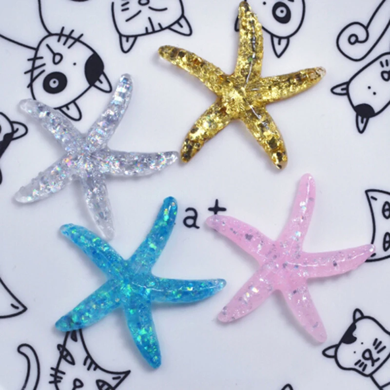 

Resin Adorable Glitter Colorful Starfish Shell For Crafts Making, Scrapbooking, DIY, Hair Bow Center for Kids Children