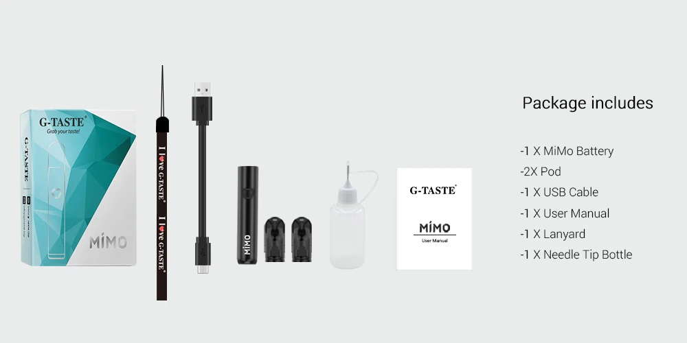 Vape pod kit G taste Mimo pod kit 450 мАч встроенный аккумулятор 1,3 мл боковая система заполнения pod испаритель vs justfog minifit