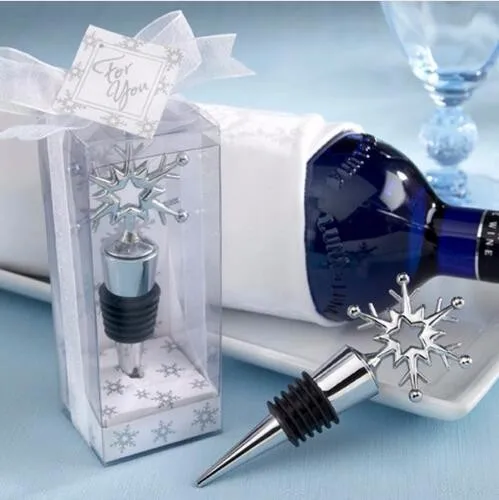 

50pcs/lot Wedding favors gifts zinc alloy Snowflake shape Wine Bottle Stopper DHL Free Shipping