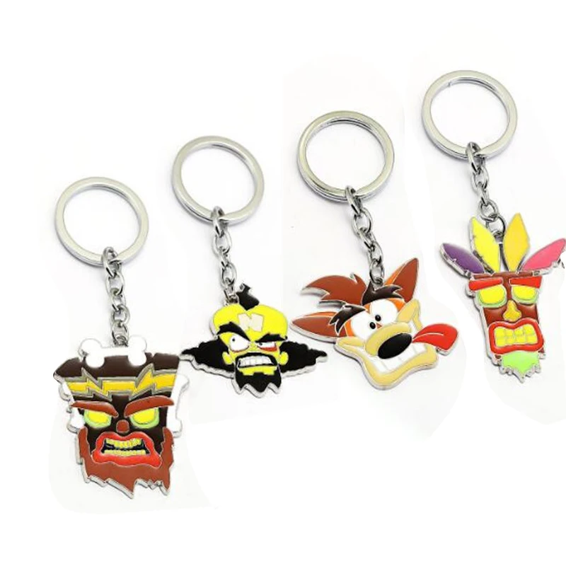 Game Crash Bandicoot Keychain Figure Model Cartoon Dog Pendant PS
