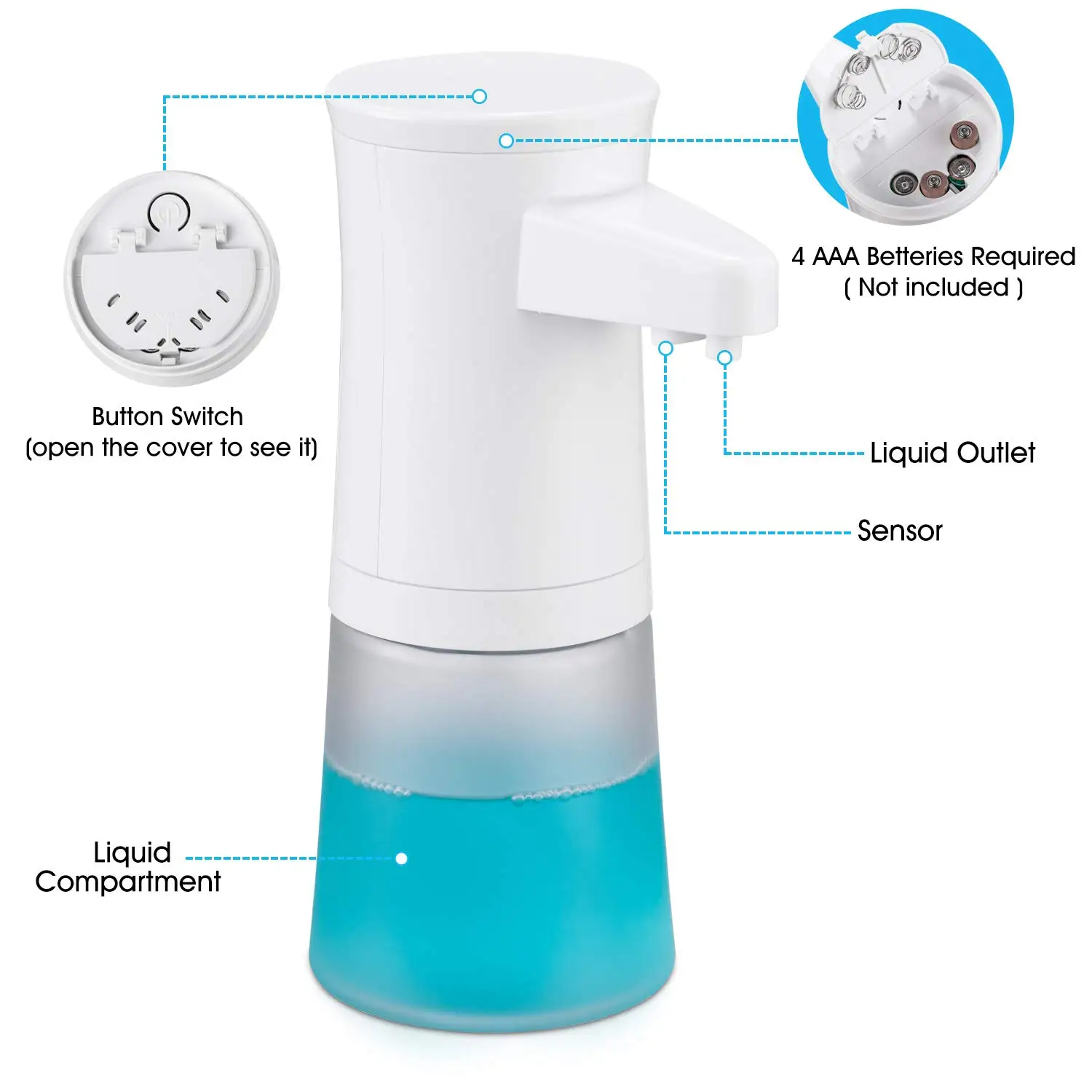 Advanced Foaming Soap Dispenser Automatic ABS Kitchen Dispenser Translucent Hand Wash Liquid Shampoo Foam Pump Infrared Sens