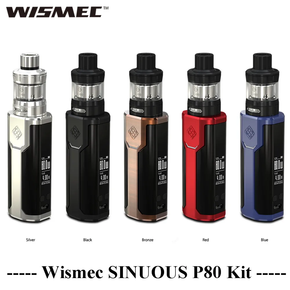 

original wismec SINUOUS P80 kit with SINUOUS P80 box mod and ELABO mini atomizer for single 18650 cell vape