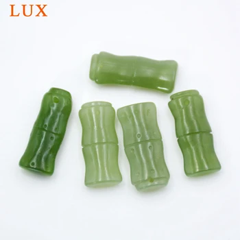 

LUX Bamboo Carved green jaspers Pendant Nephrite Jades beads Natural Spinach green jades Amulet Talisman Pendant gem stone bead