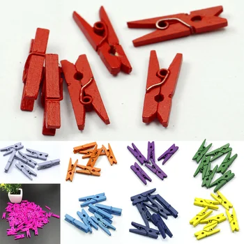 20PCS Mini Colored Wooden Clips For Photo Clips Clothespin Paper Peg Pin Craft Decoration Clips Pegs