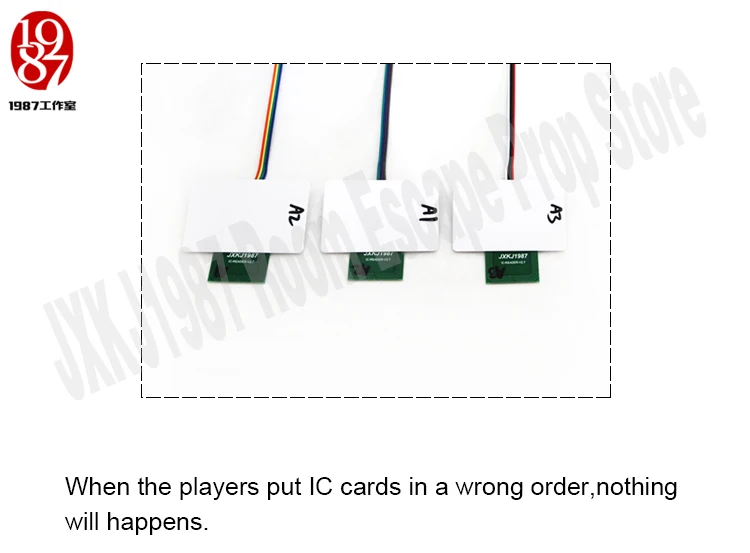 Relacionamento para Desbloquear com Áudio ic em um a um Rfid Prop Sala Escapar Aventureiro Jogo Colocar Quatro Cartões Jxkj1987 6 rfid prop colocar quatro cartões ic em