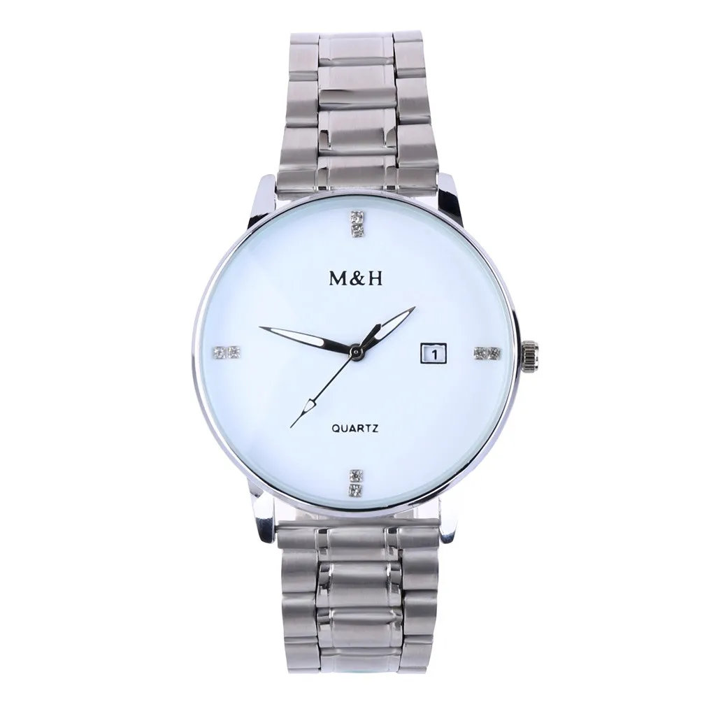 

CCQ Simple Men's Calendar Watch Rhinestone Dial Stainless Steel Belt Quartz Watch mens watches top brand luxury Wristwatches