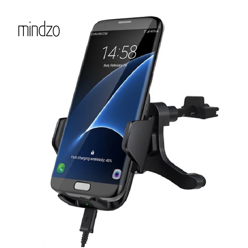 Mindzo F12D автомобильное крепление Qi Беспроводной Зарядное устройство для iPhone X 8
