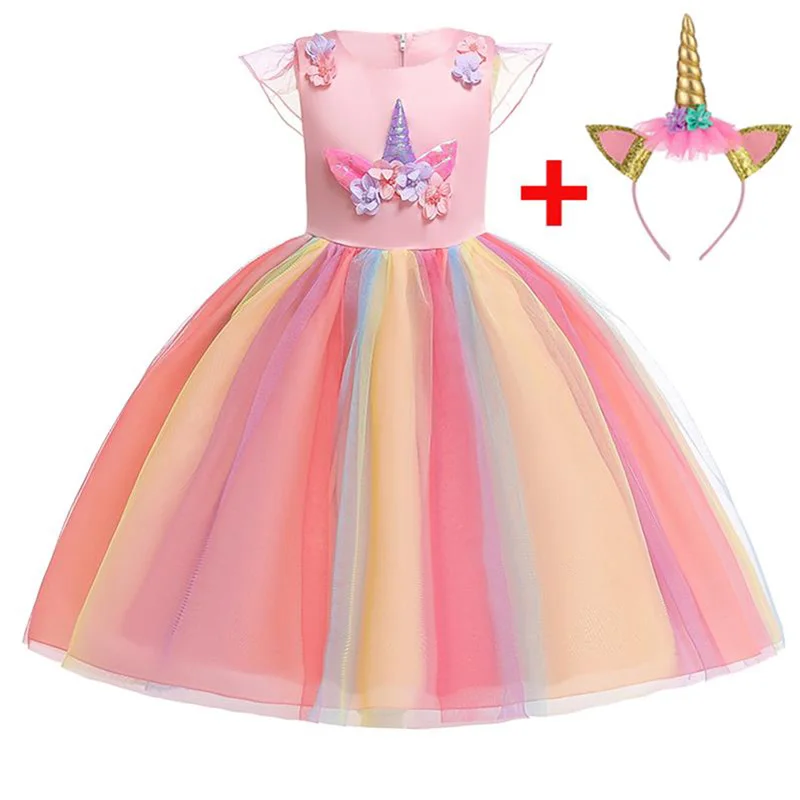 2019-Free-Headband-Colorful-Unicorn-Party-Dress-Summer-Dress-Girl-Vestidos-Kids-Dresses-For-Girls-Clothes (1)