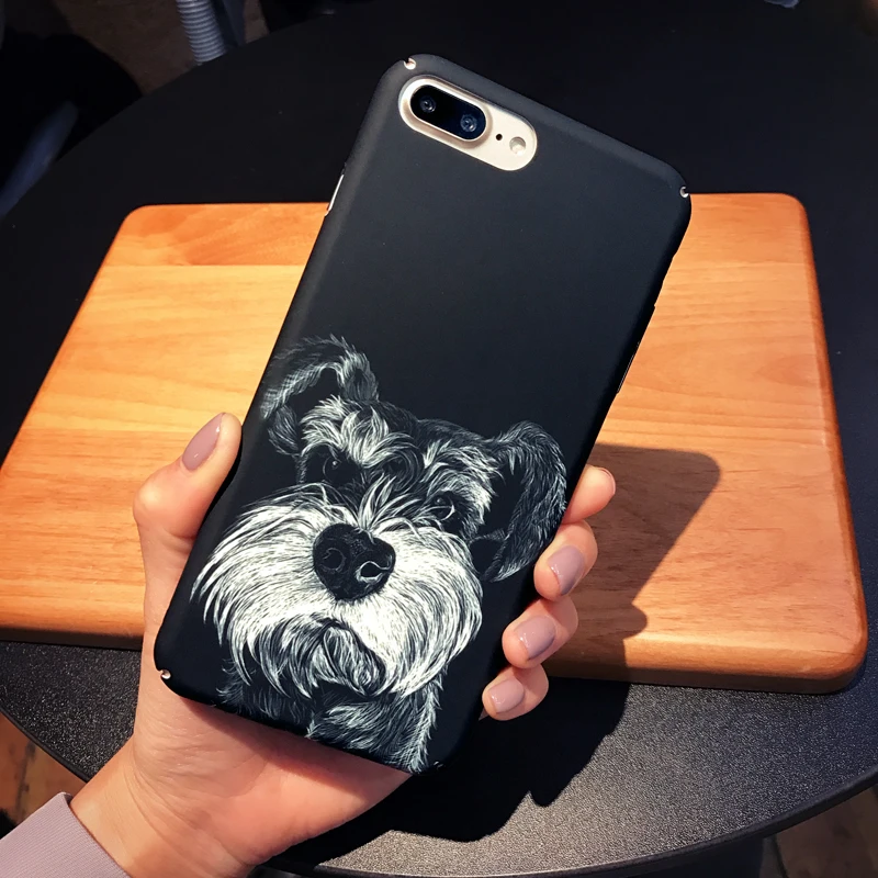 Koop Mooie Honden Schnauzer Ontwerp Telefoon Gevallen Voor iphone 7 6 6 s Plus Case Leuke Dieren Hard Frosted Cover Voor iphone 7 Coque