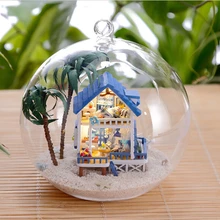 DIY 12 см Эгейское море Романтический стеклянный шар дом собрать подарок игрушки подарки для влюбленных День Святого Валентина Рождество год
