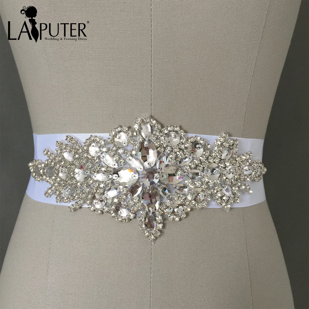 2017 New Trendy Magnificent Sparkly Crystal Bridal Belts White Black