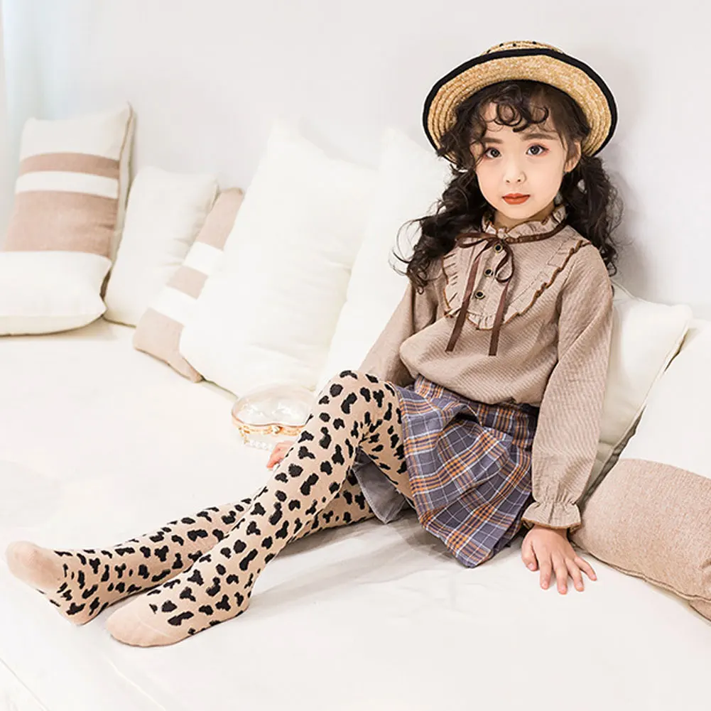 Хлопковые леопардовые колготки для маленьких девочек теплые леггинсы в стиле пэчворк, подарки для От 3 до 8 лет